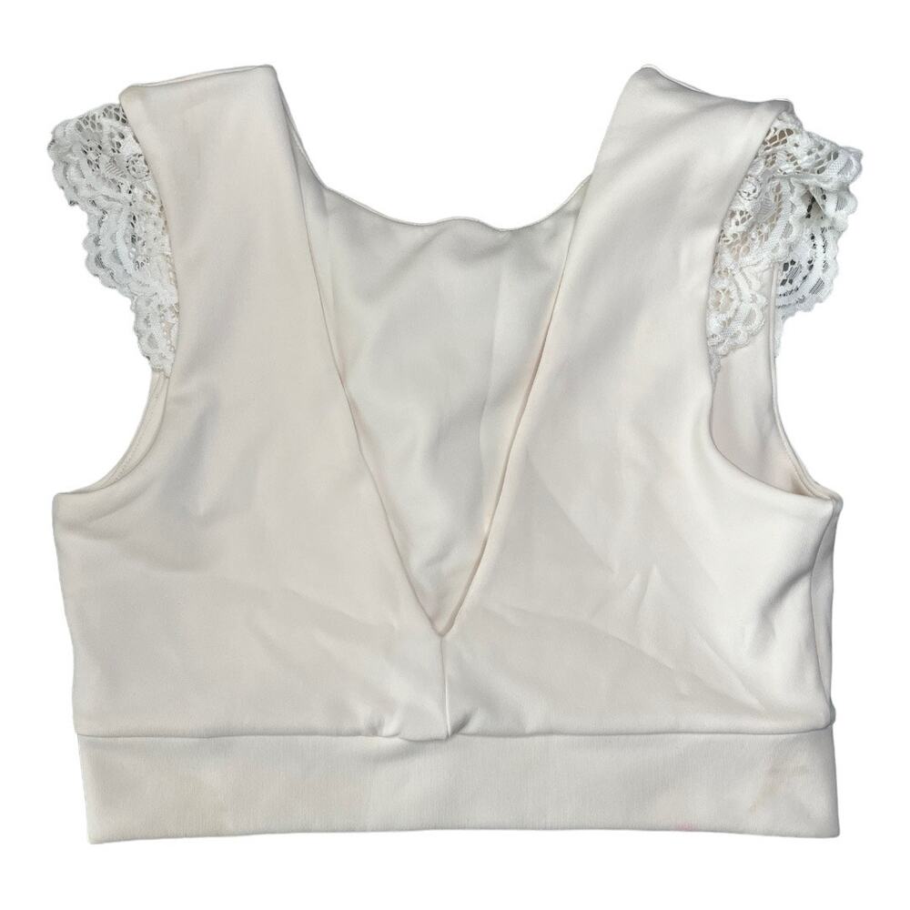 Celestine cream white bralette lace trim v-neck sports bra medium